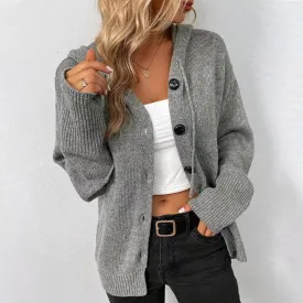Women's Cozy Knit Cardigan with Drawstring Hood | Ideal for Autumn/Winter