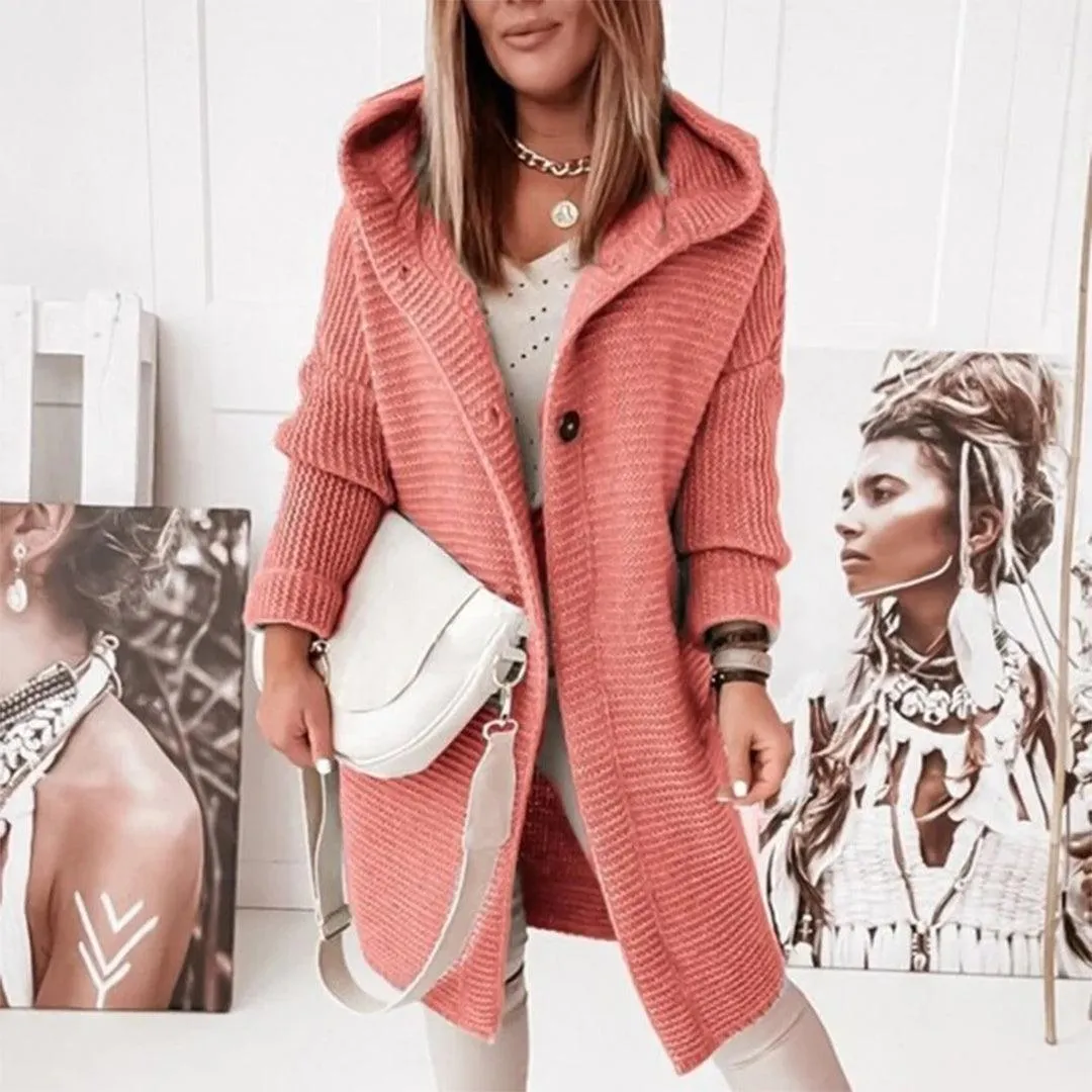 Women's Elegant Knitwear Cardigan with Buttons and Hood | Ideal for Autumn/Winter