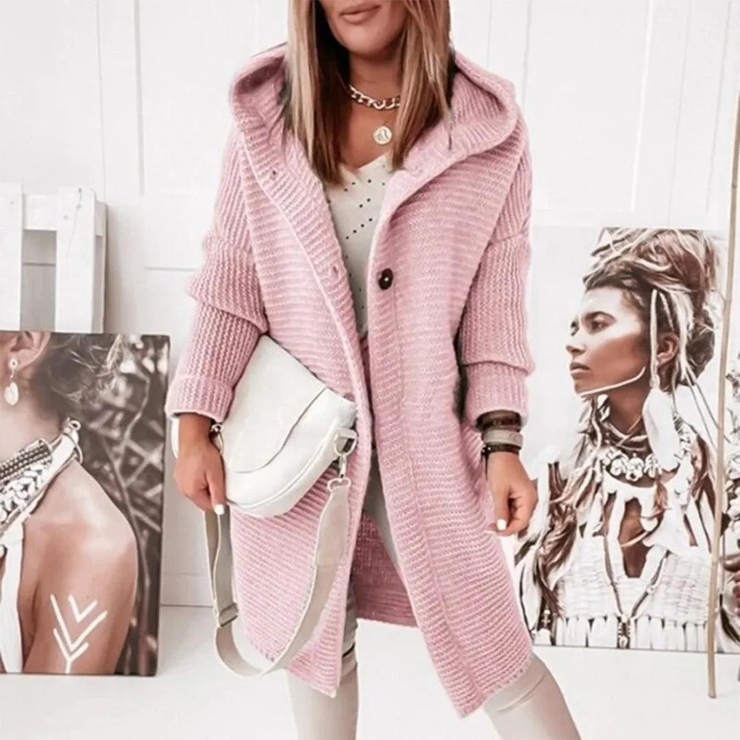Women's Elegant Knitwear Cardigan with Buttons and Hood | Ideal for Autumn/Winter