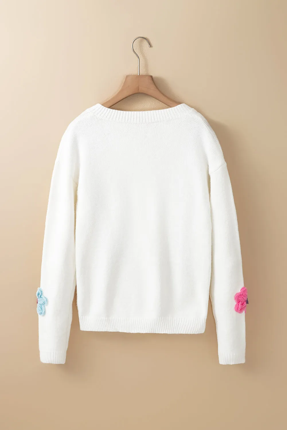Women's Warm Floral Embroidery Knit Cardigan with Buttons | Ideal for Autumn/Winter