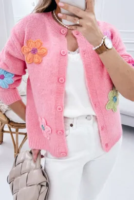 Women's Warm Floral Embroidery Knit Cardigan with Buttons | Ideal for Autumn/Winter