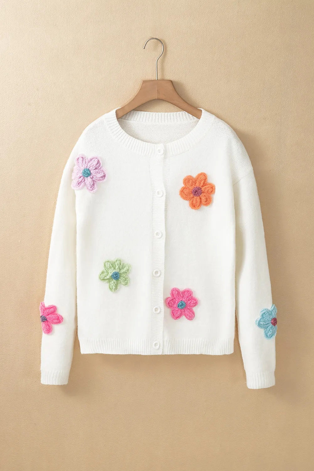 Women's Warm Floral Embroidery Knit Cardigan with Buttons | Ideal for Autumn/Winter