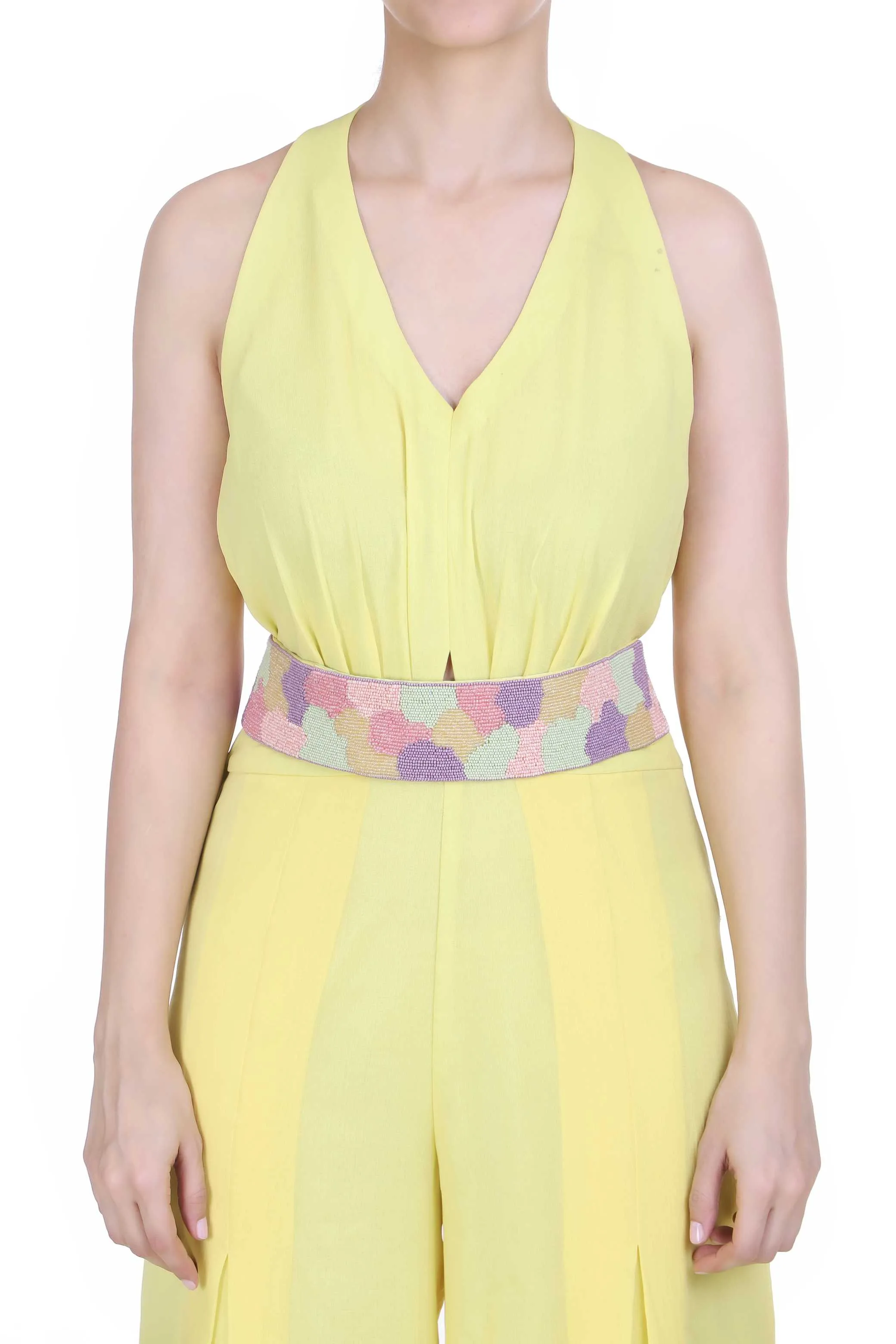 YELLOW SLEEVELESS JUMPSUIT FOR WOMEN