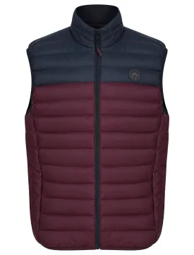 Yestin Colour Block Quilted Puffer Gilet with Fleece Lined Collar in Tawny Port - Tokyo Laundry